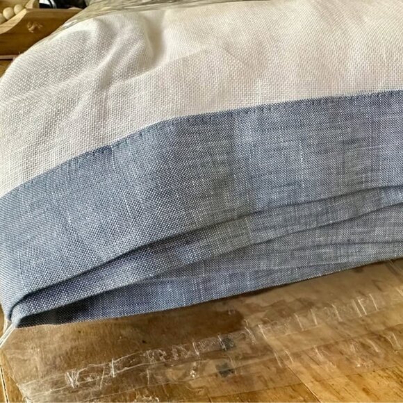 3 Pottery Barn 50W x 84L White Sheer Curtains. Blue Border Bottom and Si… - Picture 4 of 4